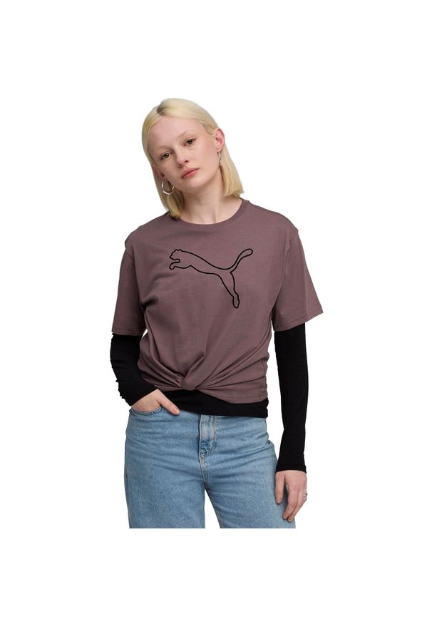 Koszulka damskie Puma Her Relaxed Graphic Tee Raisin. Kolor: fioletowy. Materiał: materiał, bawełna