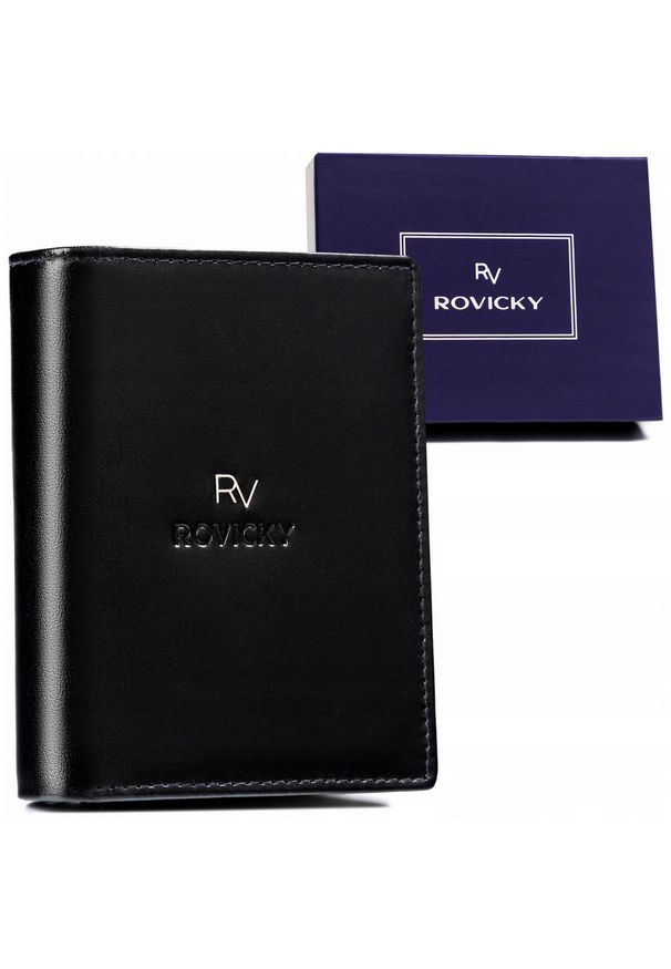 ROVICKY - Portfel męski Rovicky RV-7680277-BCA czarny. Kolor: czarny. Materiał: skóra