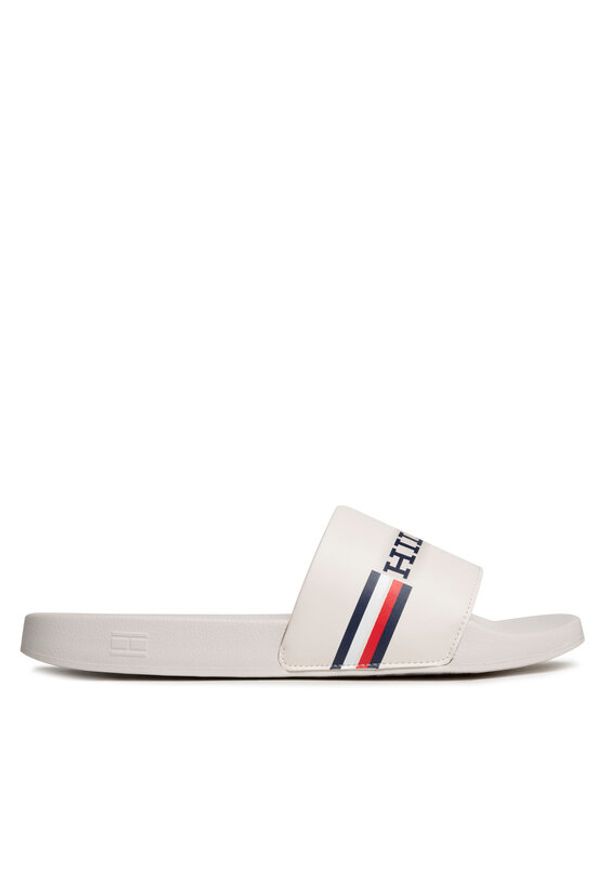 TOMMY HILFIGER - Tommy Hilfiger Klapki Corporate Flag Pool Slide FM0FM04613 Biały. Kolor: biały. Materiał: skóra