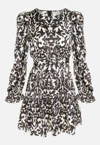 Born2be - Czarna Sukienka Taliowana Idios. Kolor: czarny. Materiał: satyna, tkanina. Styl: elegancki. Długość: mini #4