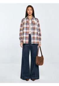 Big-Star - Koszula damska flanelowa w kratę z kolekcji Authentic różowa Nonu 000. Kolor: wielokolorowy. Materiał: jeans, tkanina, bawełna. Wzór: aplikacja, ze splotem, kratka