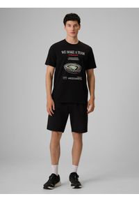 4f - 4F T-shirt regular z nadrukiem męski - czarny S. Okazja: na co dzień. Kolor: czarny. Materiał: materiał, bawełna, jeans, dresówka, dzianina. Wzór: nadruk. Styl: klasyczny, casual #2