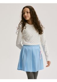 Reserved - Plisowana spódnica z zawieszką - jasnoniebieski. Kolor: niebieski. Materiał: tkanina. Wzór: gładki #1