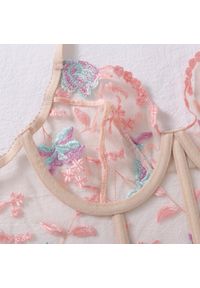 Intica - Komplet bielizny z gorsetowym biustonoszem i haftem na romantyczne wieczory Senija. Kolor: beżowy. Materiał: materiał. Wzór: haft #7