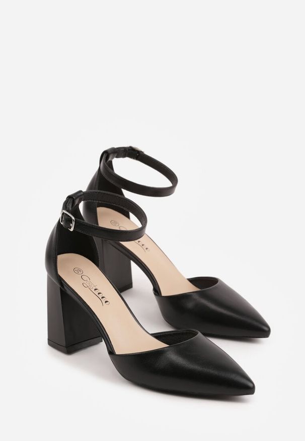 Renee - Czarne Czółenka na Słupku w Klasycznym Stylu ze Szpiczastym Noskiem Zelelle. Nosek buta: szpiczasty. Kolor: czarny. Wzór: gładki. Obcas: na słupku. Styl: klasyczny