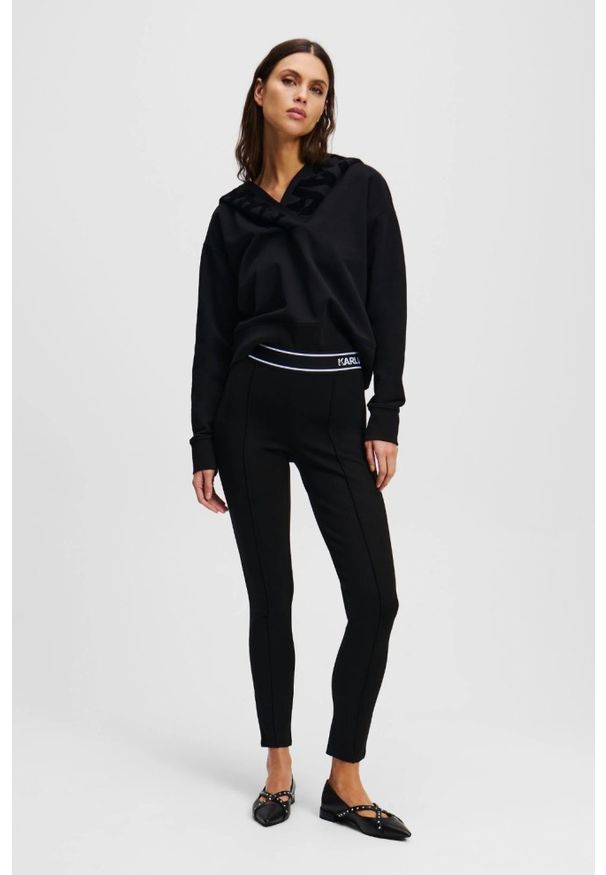 Karl Lagerfeld - KARL LAGERFELD Czarne damskie legginsy, Rozmiar XS. Kolor: czarny. Materiał: materiał