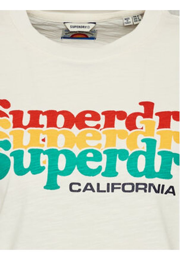 Superdry T-Shirt Vintage Cali Stripe W1010847A Écru Regular Fit. Materiał: bawełna. Styl: vintage