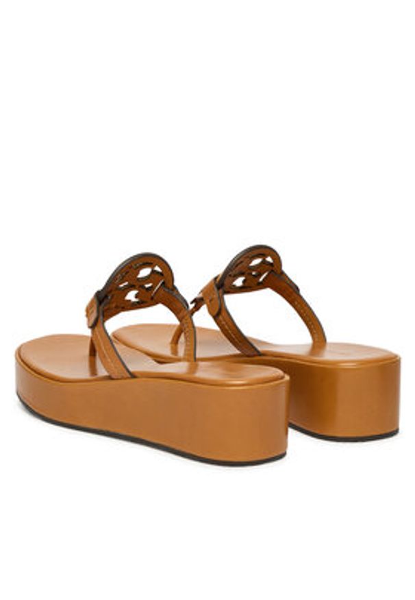 Tory Burch Japonki Miller Wedge 175318 Brązowy. Kolor: brązowy. Materiał: skóra