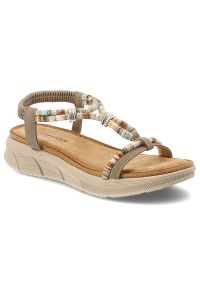 Sandały damskie Artiker, cholewka ze skóry ekologicznej cienkie paski z przodu elastyczny pasek na pięcie plecione detale, beżowe, 58C0009. Zapięcie: pasek. Kolor: beżowy. Materiał: skóra ekologiczna. Wzór: paski #1