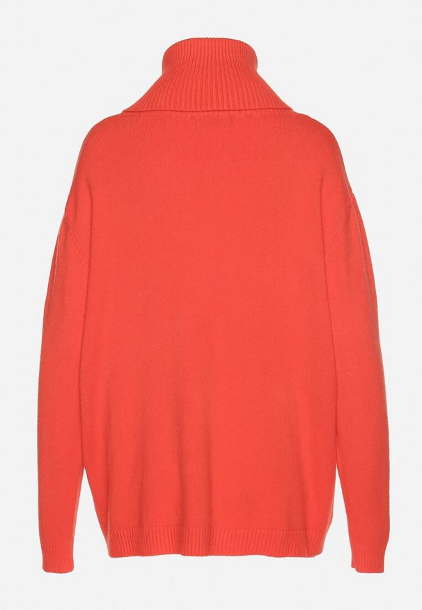 Born2be - Pomarańczowy Sweter z Golfem i Dodatkiem Kaszmiru Rorizia. Okazja: na co dzień, do pracy. Typ kołnierza: golf. Kolor: pomarańczowy. Długość: długie. Wzór: aplikacja. Materiał: kaszmir. Długość rękawa: długi rękaw. Sezon: zima, jesień. Styl: klasyczny, casual