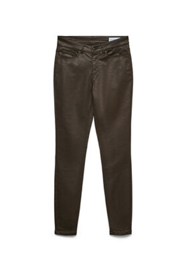 Vero Moda Spodnie z imitacji skóry Flash 10314591 Brązowy Skinny Fit. Kolor: brązowy. Materiał: skóra