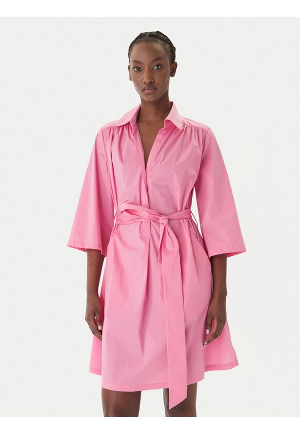 LOLA CASADEMUNT Sukienka koszulowa LS2616140 Różowy Relaxed Fit. Kolor: różowy. Materiał: bawełna. Typ sukienki: koszulowe
