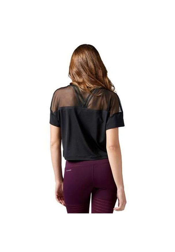 Koszulka sportowa damska Reebok Cardio Fashion Top. Kolor: czarny. Długość rękawa: krótki rękaw. Długość: krótkie