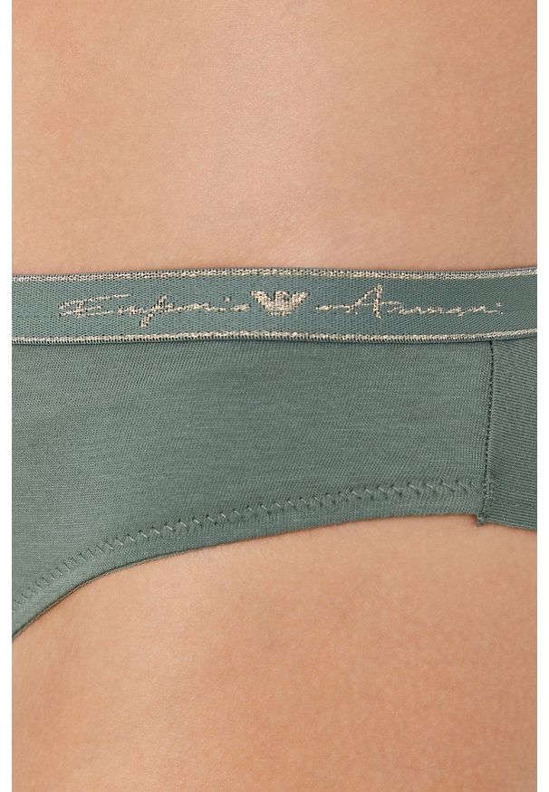 Emporio Armani Underwear - Stringi. Kolor: zielony. Materiał: dzianina, materiał. Wzór: gładki