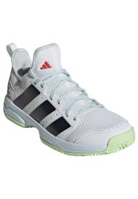 Adidas - Buty do piłki ręcznej adidas Stabil Jr ID1137 białe. Zapięcie: sznurówki. Kolor: biały. Materiał: materiał, tkanina, syntetyk. Szerokość cholewki: normalna