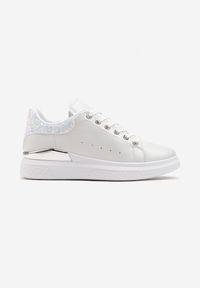 Renee - Białe Sneakersy z Ekoskóry Ozdobione Brokatem i Metalicznym Detalem Isalieua. Kolor: biały. Wzór: aplikacja #4