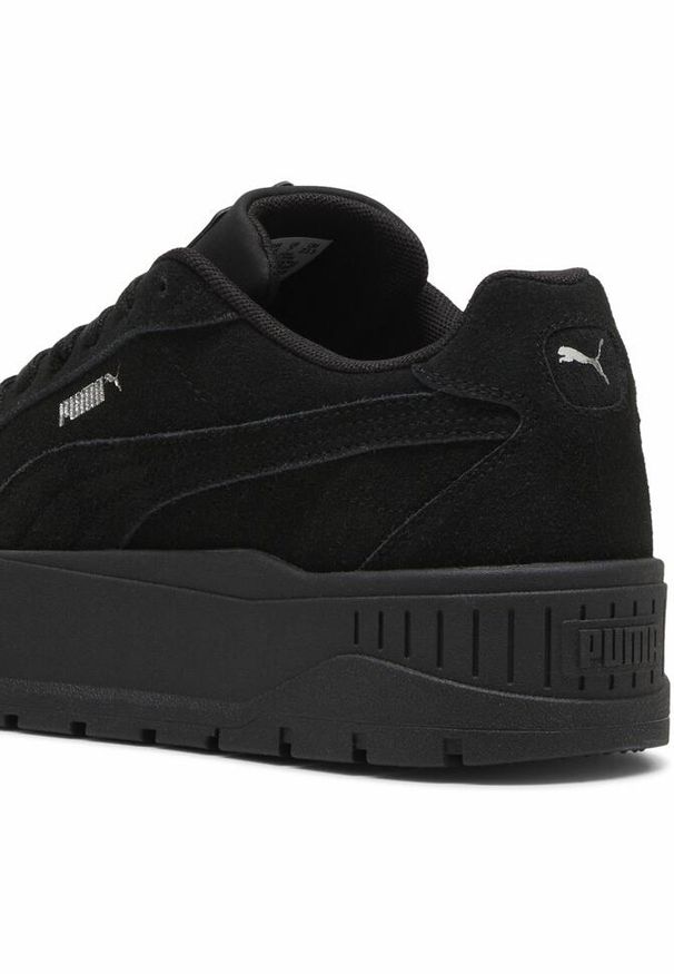 Puma - Damskie sneakersy Karmen II PUMA Black Silver Metallic. Kolor: wielokolorowy, czarny, szary. Materiał: zamsz. Obcas: na platformie