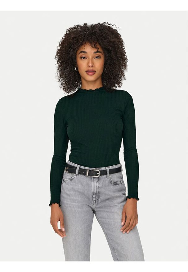 only - ONLY Bluzka Emma 15180040 Zielony Slim Fit. Kolor: zielony. Materiał: wiskoza