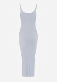 Renee - Niebieska Wiskozowa Sukienka Bodycon na Szerokich Ramiączkach Amadina. Kolor: niebieski. Materiał: wiskoza. Długość rękawa: na ramiączkach. Wzór: gładki. Typ sukienki: bodycon #6