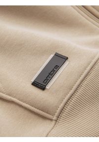 Ombre Clothing - Rozpinana męska bluza dresowa BASIC – beżowa V6. Okazja: na co dzień. Typ kołnierza: kaptur. Kolor: beżowy. Materiał: dresówka. Styl: casual