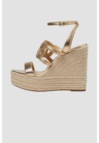 Michael Kors - MICHAEL KORS Złote sandały Alma Wedge Espadrille, Rozmiar 39,5. Kolor: złoty