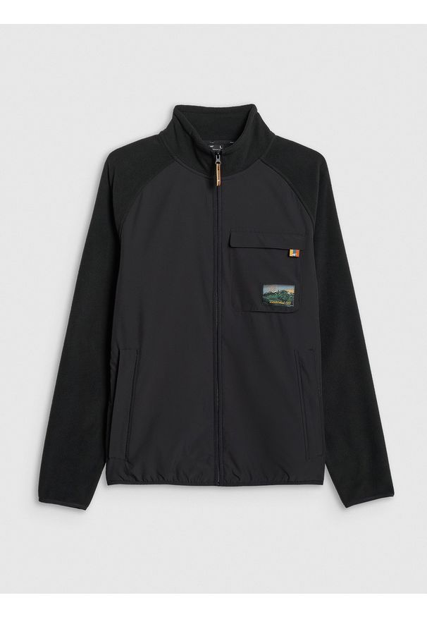 4f - 4F Polar regular ze stójką męski - czarny M. Typ kołnierza: kołnierzyk stójkowy. Kolor: czarny. Materiał: polar