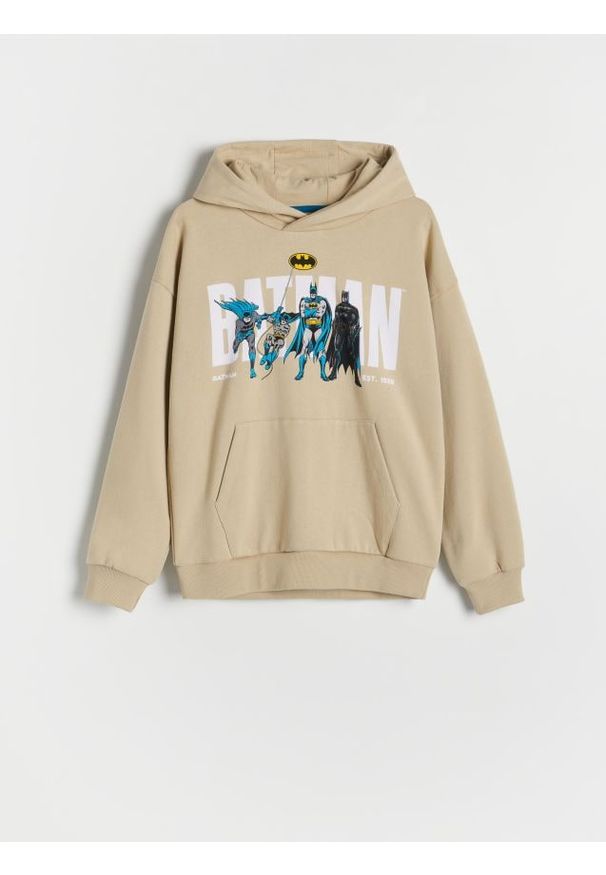 Reserved - Bluza Batman - beżowy. Kolor: beżowy. Materiał: bawełna, dzianina. Wzór: motyw z bajki