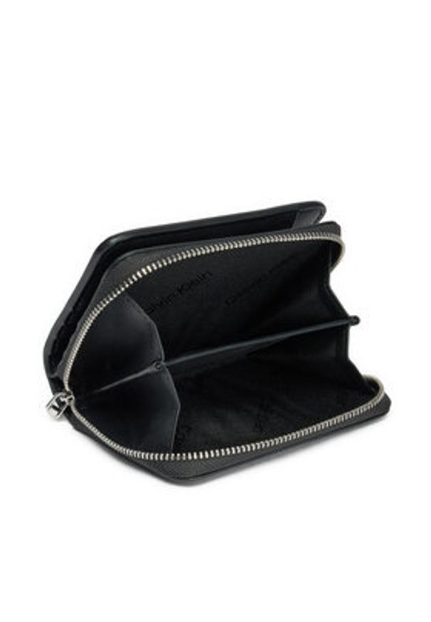 Calvin Klein Mały Portfel Damski Ck Must Medium Zip Around_Mono K60K612825 Czarny. Kolor: czarny. Materiał: skóra