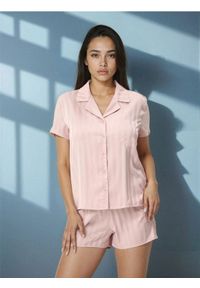 Sinsay - Piżama dwuczęściowa w paski - różowy. Kolor: różowy. Wzór: paski