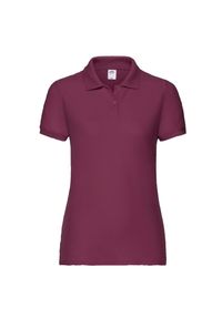 FRUIT OF THE LOOM - Koszulka Polo Damska. Typ kołnierza: polo. Kolor: czerwony, wielokolorowy, brązowy