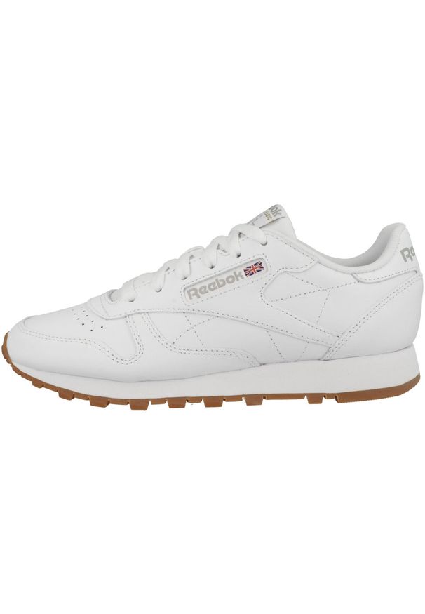 Buty do chodzenia damskie Reebok Classic Leather. Zapięcie: sznurówki. Kolor: biały, wielokolorowy, szary. Materiał: guma, materiał, skóra. Szerokość cholewki: normalna. Model: Reebok Classic. Sport: turystyka piesza