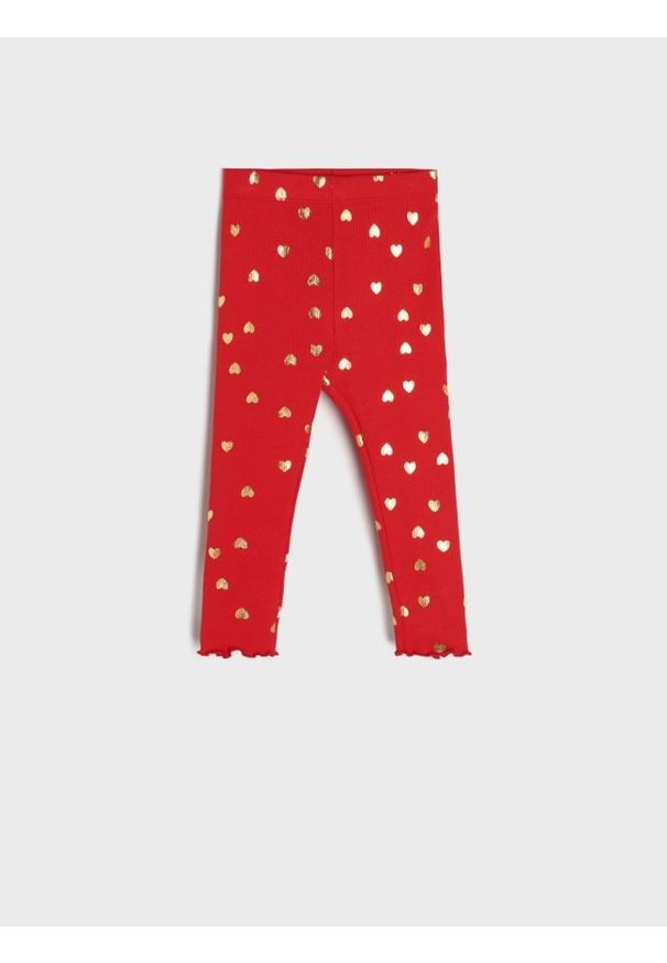 Sinsay - Legginsy - czerwony. Kolor: czerwony. Materiał: prążkowany, materiał