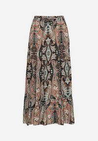 Born2be - Beżowo-Czarna Wiskozowa Spódnica ze Wzorem Paisley Ellishea. Okazja: na co dzień. Kolor: beżowy. Materiał: wiskoza. Wzór: paisley. Styl: boho, elegancki, casual #6
