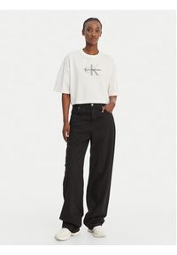 Calvin Klein Jeans T-Shirt LV047F828G Biały Boxy Fit. Kolor: biały. Materiał: bawełna #4