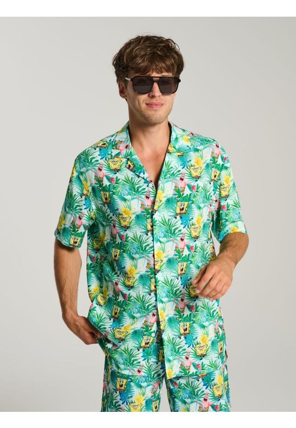 Sinsay - Koszula z wiskozy SpongeBob - wielobarwny. Materiał: wiskoza