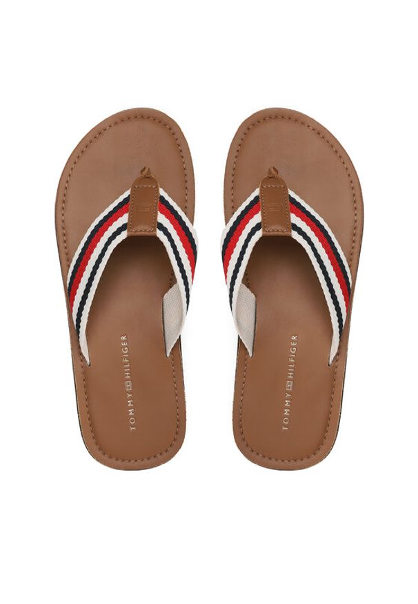 TOMMY HILFIGER - Tommy Hilfiger Japonki Leather Beach Sandal FM0FM04548 Kolorowy. Materiał: materiał. Wzór: kolorowy