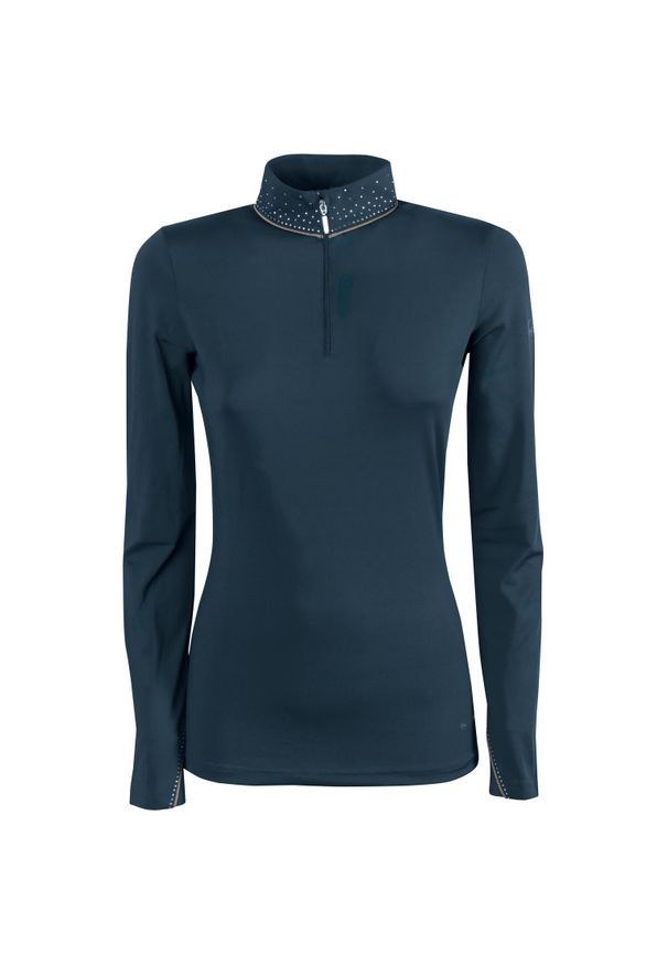 HARRYS HORSE - Damska koszulka do jazdy konnej Harry's Horse Trendy Jamie. Kolor: niebieski. Długość rękawa: długi rękaw