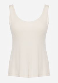Born2be - Beżowy Gładki Top na Szerokich Ramiączkach w Stylu Basic Starbe. Okazja: do pracy, na co dzień. Kolekcja: plus size. Kolor: beżowy. Materiał: jeans. Długość rękawa: na ramiączkach. Wzór: gładki. Sezon: lato. Styl: elegancki, klasyczny, casual #8