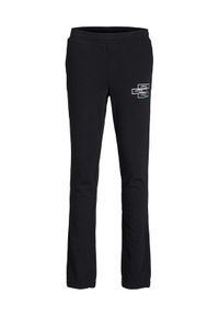Jack&Jones Junior Spodnie dresowe Gordon 12221570 Czarny Regular Fit. Kolor: czarny. Materiał: bawełna, dresówka, syntetyk
