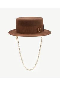 RUSLAN BAGINSKIY - Brązowy kapelusz z łańcuszkiem. Kolor: brązowy. Materiał: bawełna #4
