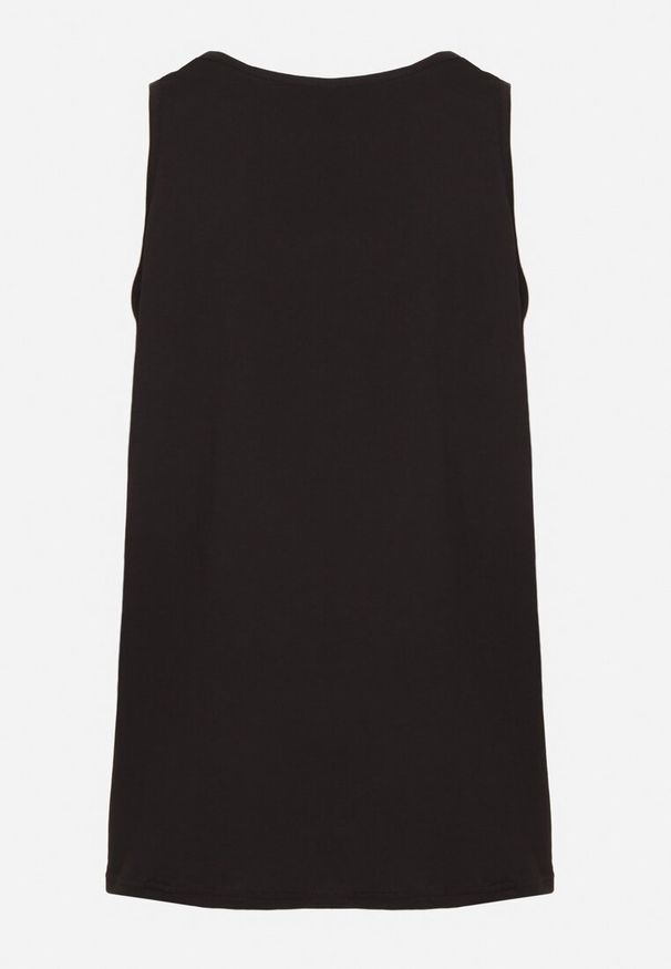 Born2be - Czarna Bawełniana Koszulka Typu Tank Top Zianessa. Kolor: czarny. Materiał: bawełna. Wzór: aplikacja