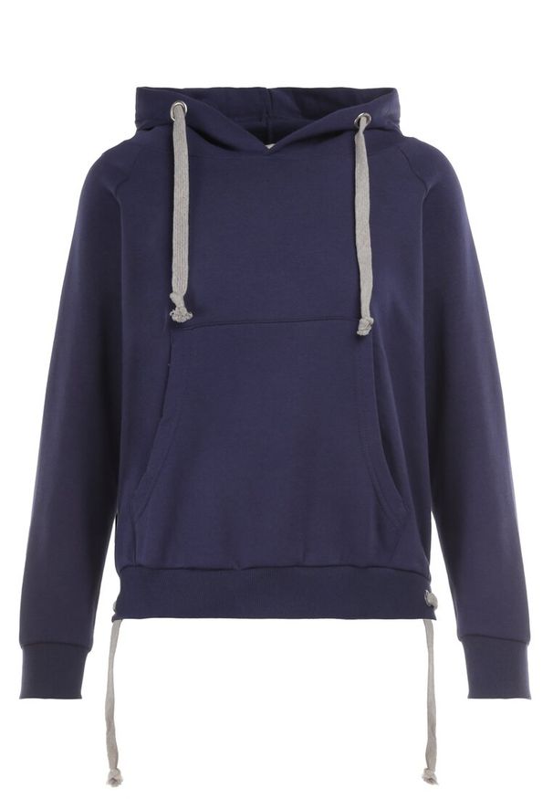 Born2be - Granatowa Bluza Palinca. Okazja: na co dzień. Typ kołnierza: kaptur. Kolor: niebieski. Materiał: bawełna. Długość: długie. Styl: casual