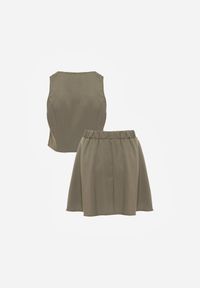 Born2be - Zielony Elegancki Komplet Kamizelka i Rozkloszowana Spódnica z Guzikami Merireida. Kolor: zielony #5