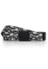 Modini - Parciany pasek do spodni z czarną klamrą - czaszki PT21. Kolor: czarny #1