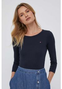 TOMMY HILFIGER - Tommy Hilfiger longsleeve bawełniany kolor granatowy. Kolor: niebieski. Materiał: bawełna. Długość rękawa: długi rękaw. Wzór: aplikacja. Styl: klasyczny #4