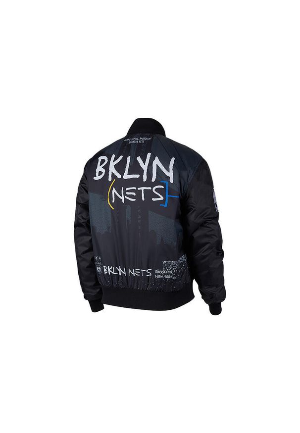 Nike - Kurtka męska nike nba brooklyn nets city edition courtside jacket black. Kolor: czarny. Materiał: poliester. Sport: bieganie