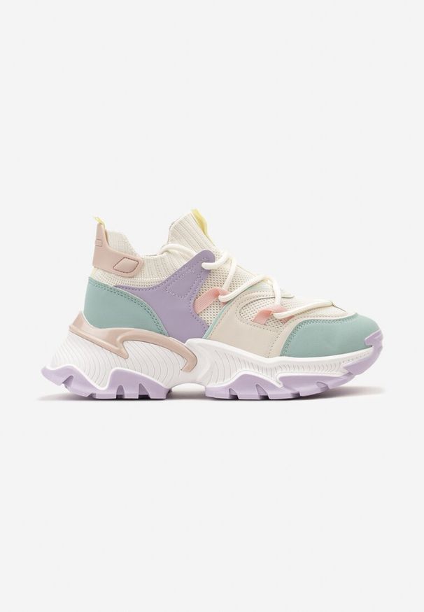Born2be - Fioletowo-Zielone Wsuwane Sneakersy z Elastyczną Cholewką i Ozdobnymi Wstawkami Ihiannon. Zapięcie: bez zapięcia. Kolor: fioletowy. Materiał: bawełna, jeans. Szerokość cholewki: normalna. Obcas: na płaskiej podeszwie