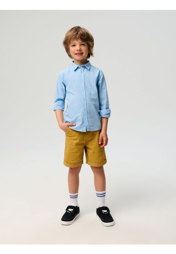 Sinsay - Szorty jeansowe z podwijanymi nogawkami - żółty. Kolor: żółty. Materiał: jeans