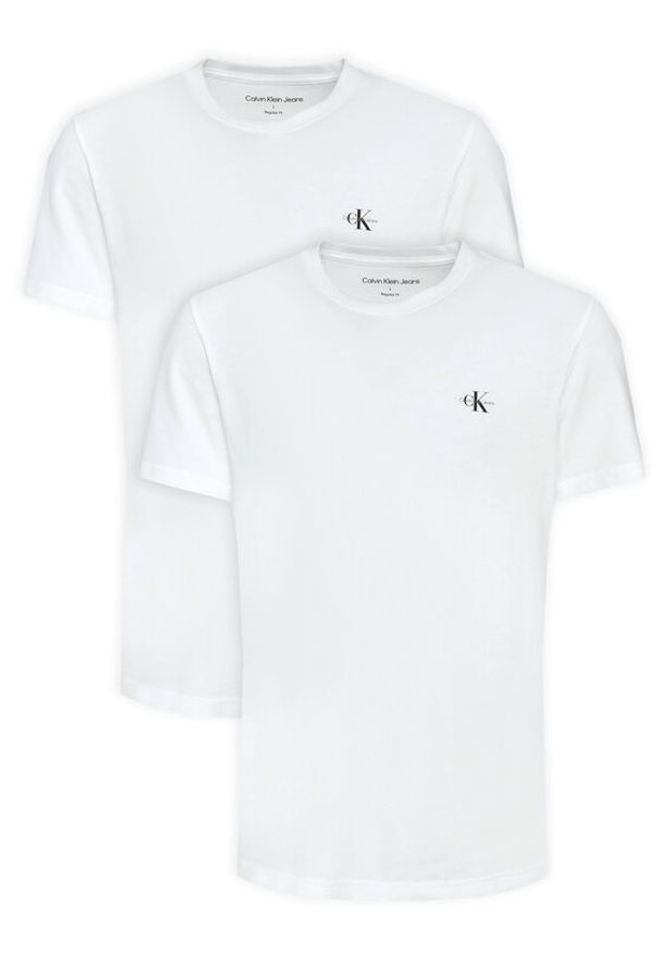 Calvin Klein Jeans Komplet t-shirtów Monologo J30J320199 Biały Regular Fit. Kolor: biały. Materiał: bawełna