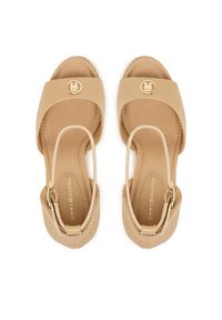 TOMMY HILFIGER - Tommy Hilfiger Espadryle Plate High Wedge Espad FW0FW09517 Beżowy jasny. Kolor: beżowy. Materiał: skóra #6